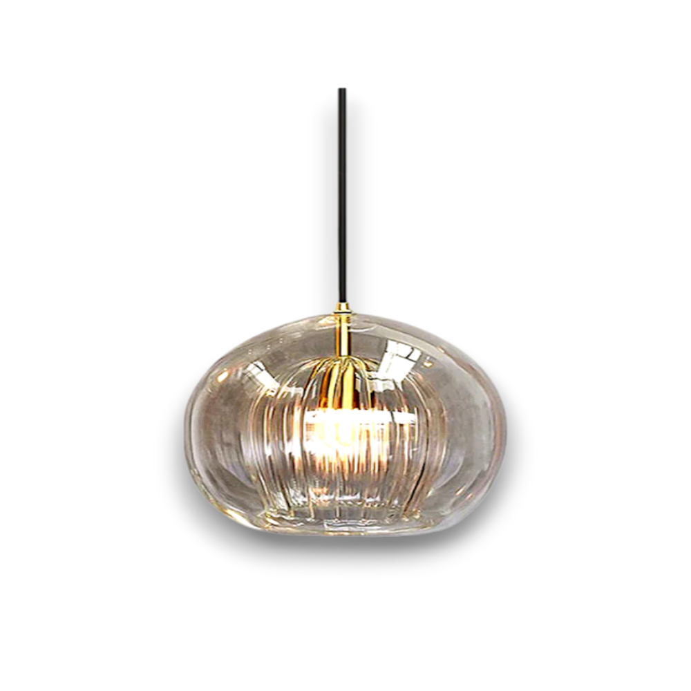 Globe Design Glass Pendant Light – Clear and Amber