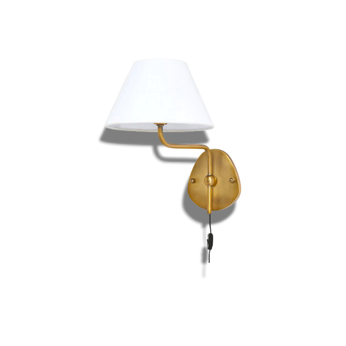 Brass Frame Plug-in Wall Sconce - Fabric Shade Design
