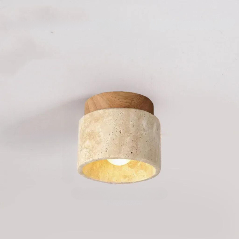 Travertine LED Ceiling Lamp – Minimalist Recessed Light