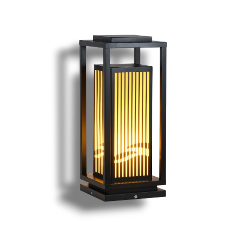 Solar-Powered Cage Outdoor Post Light