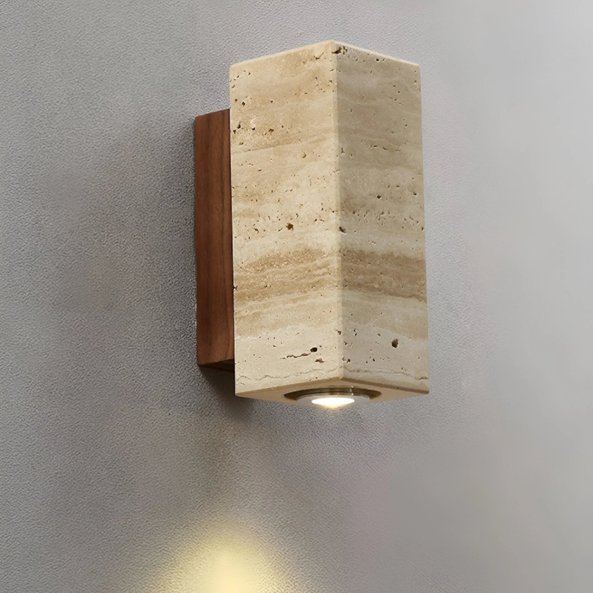 Travertine Wall Sconce – Natural Stone Light Fixture for Hallway or Bedroom
