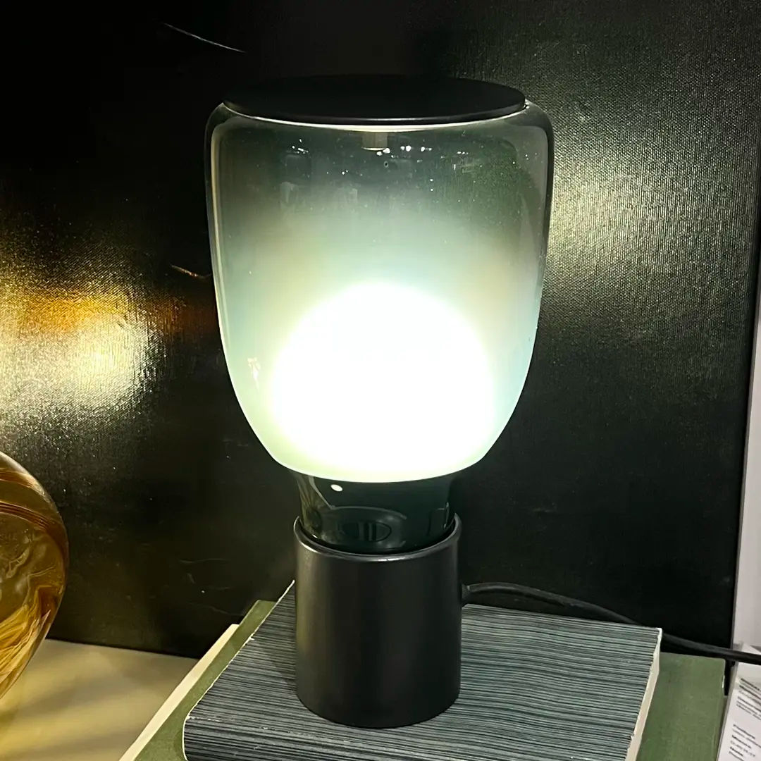 Decorative Green and Amber Glass Table Lamp – E26/E27 LED Compatible