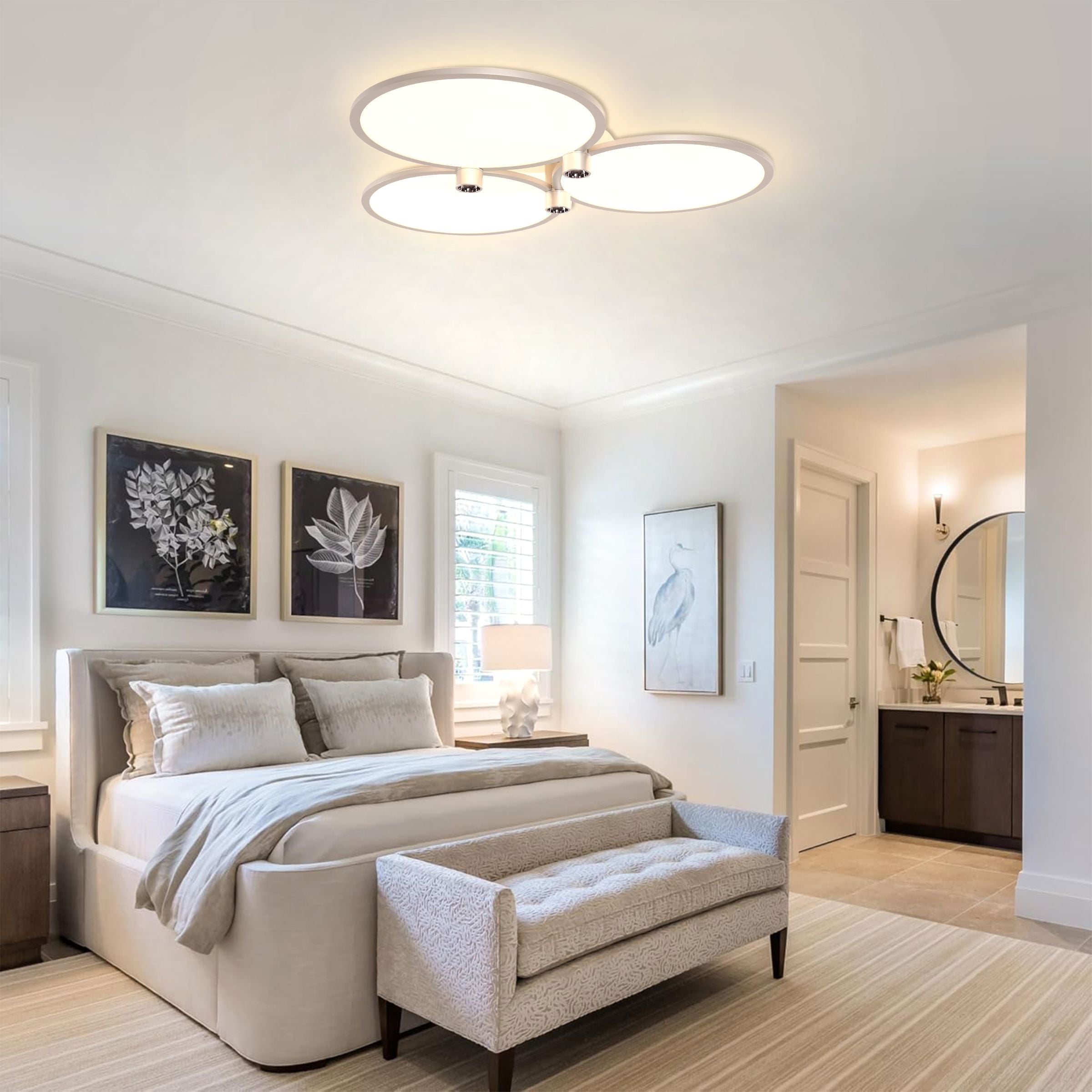 Three-Disk Full Spectrum Ceiling Light – Modern Silver & Gold Finish