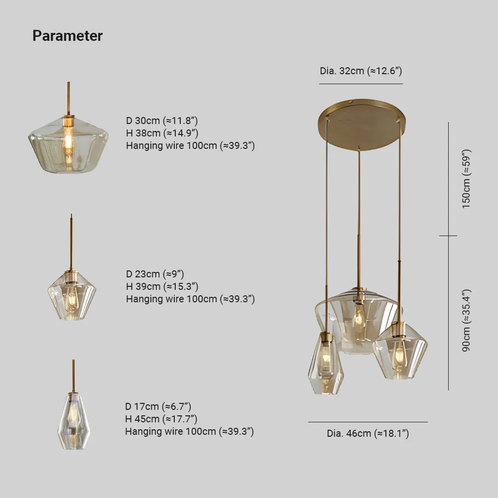 Diamond-Shaped Glass Pendant Light – Modern Indoor Lighting