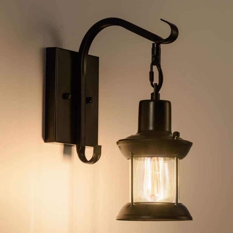 Industrial Plug-In Wall Light – Vintage Sconce with Clear Glass Shade