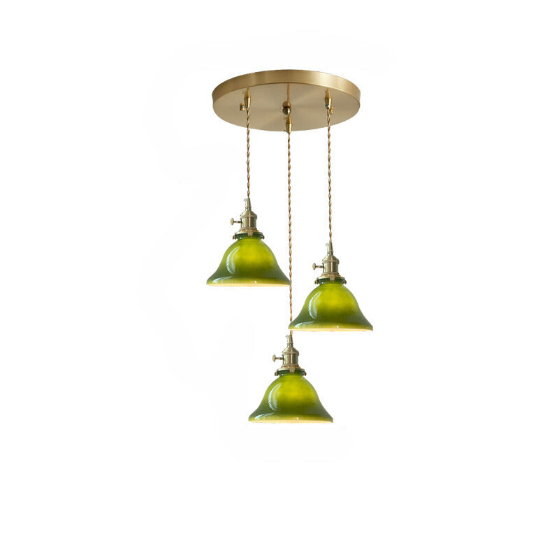 Dome Bell Pendant Lamp – Rustic Green Glass Shade