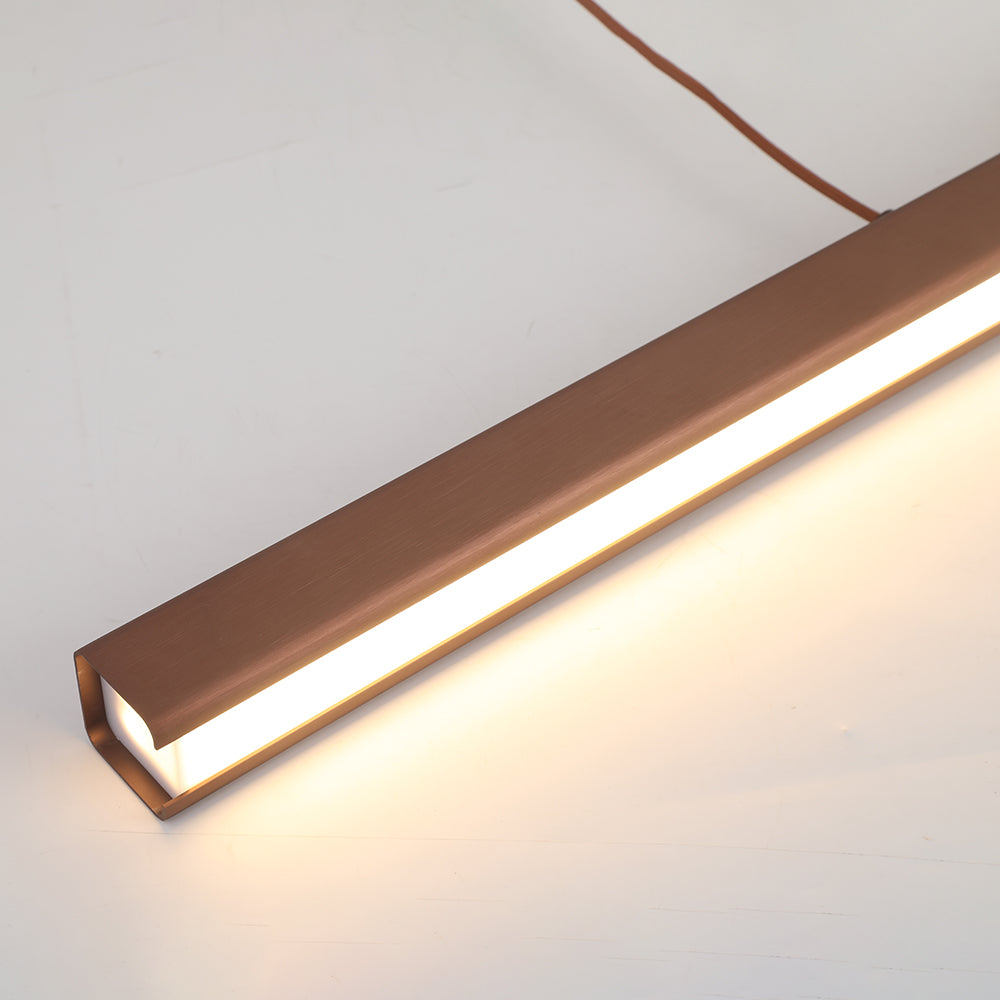 Contemporary Linear Metal Pendant Light – Black and Brown LED Lamp