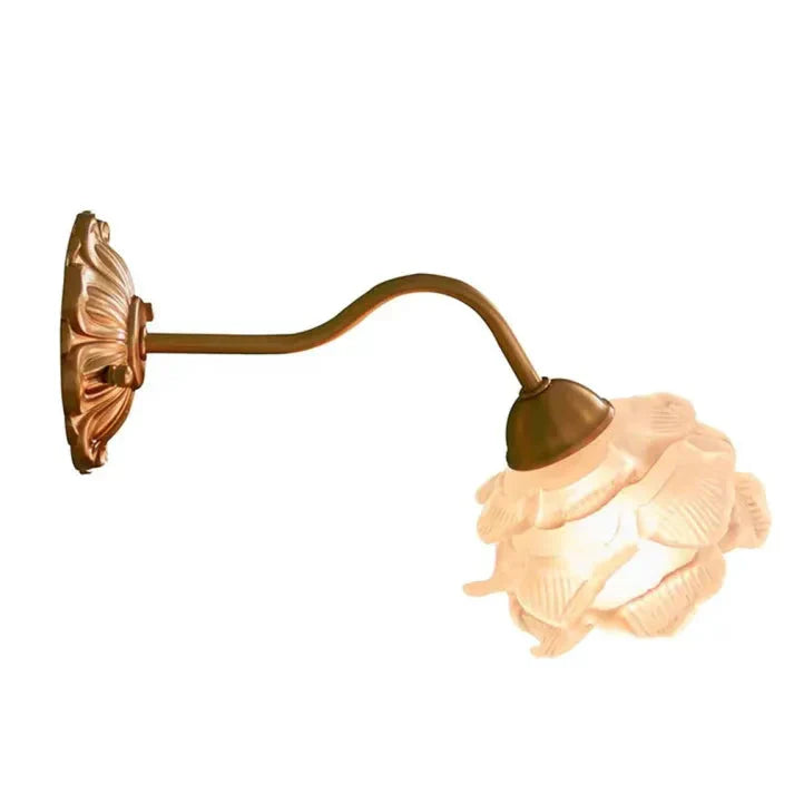 Vintage Copper Flower Petal Wall Light | Glass Wall Sconce