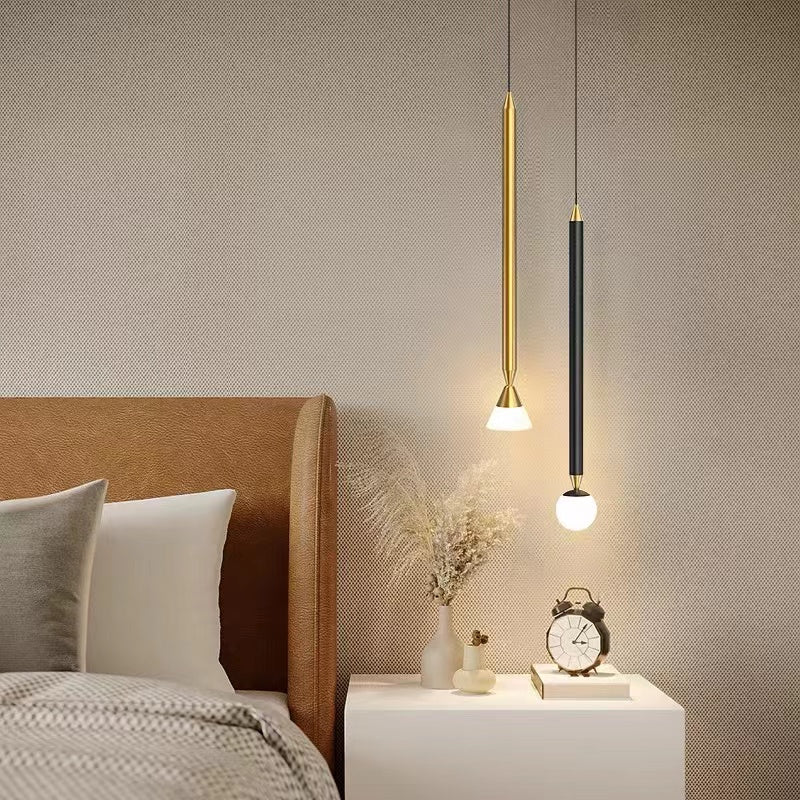 Contemporary Linear LED Pendant Light – Streamlined Design, Artistic Gold & Black Options