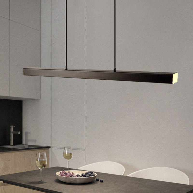 Contemporary Linear Metal Pendant Light – Black/Brown LED Ceiling Lamp