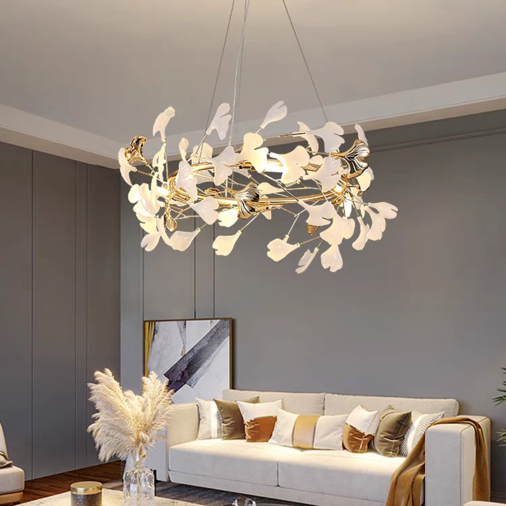 Modern Metal & Ceramic Chandelier – Sculptural Swirl Design Ceiling Fixture