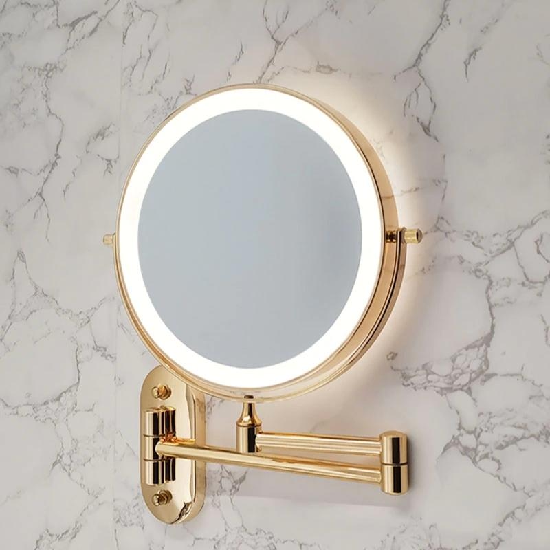 Rechargeable Gold LED Bathroom Light | Magnifying Makeup Mirror Wall Light