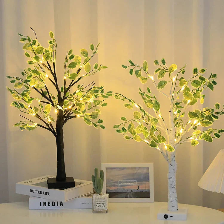 Decorative Green Leaf LED Tree Table Lamps