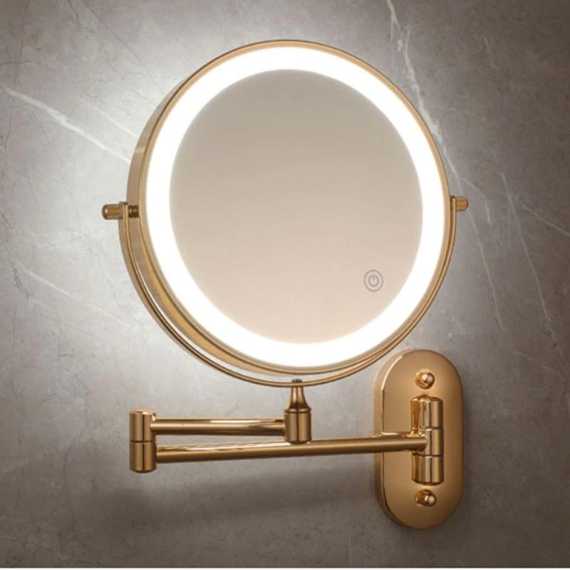 Rechargeable Gold LED Bathroom Light | Magnifying Makeup Mirror Wall Light