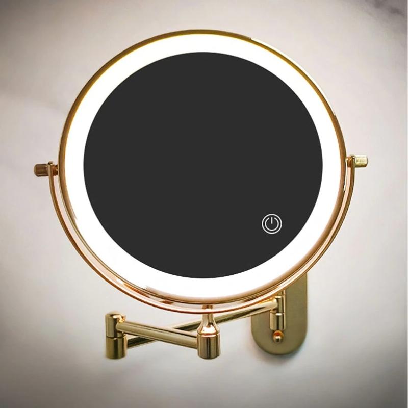 Rechargeable Gold LED Bathroom Light | Magnifying Makeup Mirror Wall Light