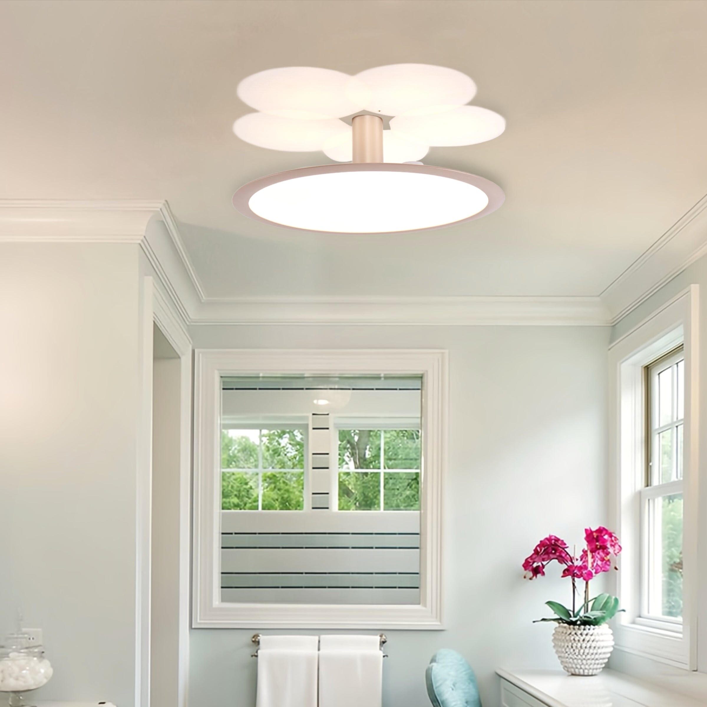Brushed Rose Gold Aluminium Ceiling Light - Stepless Dimming Feature
