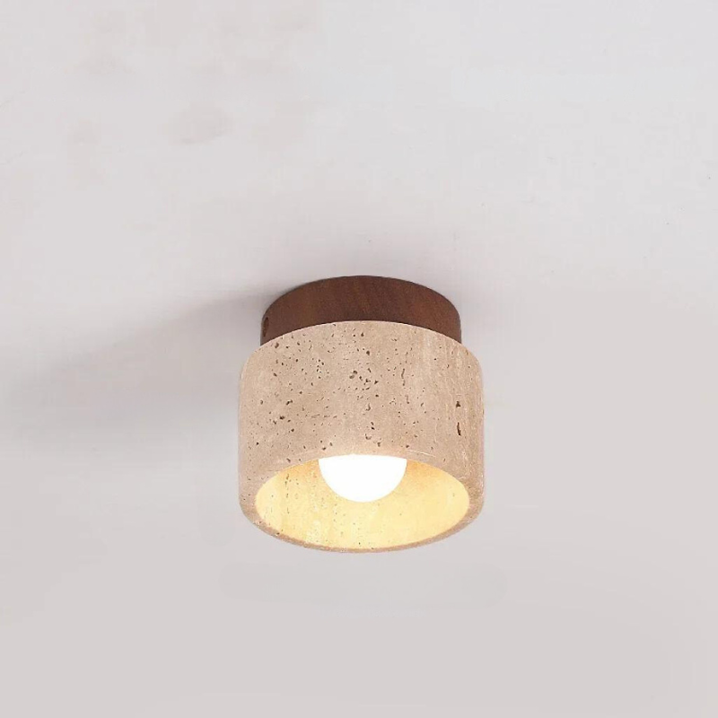 Travertine LED Ceiling Lamp – Minimalist Recessed Light