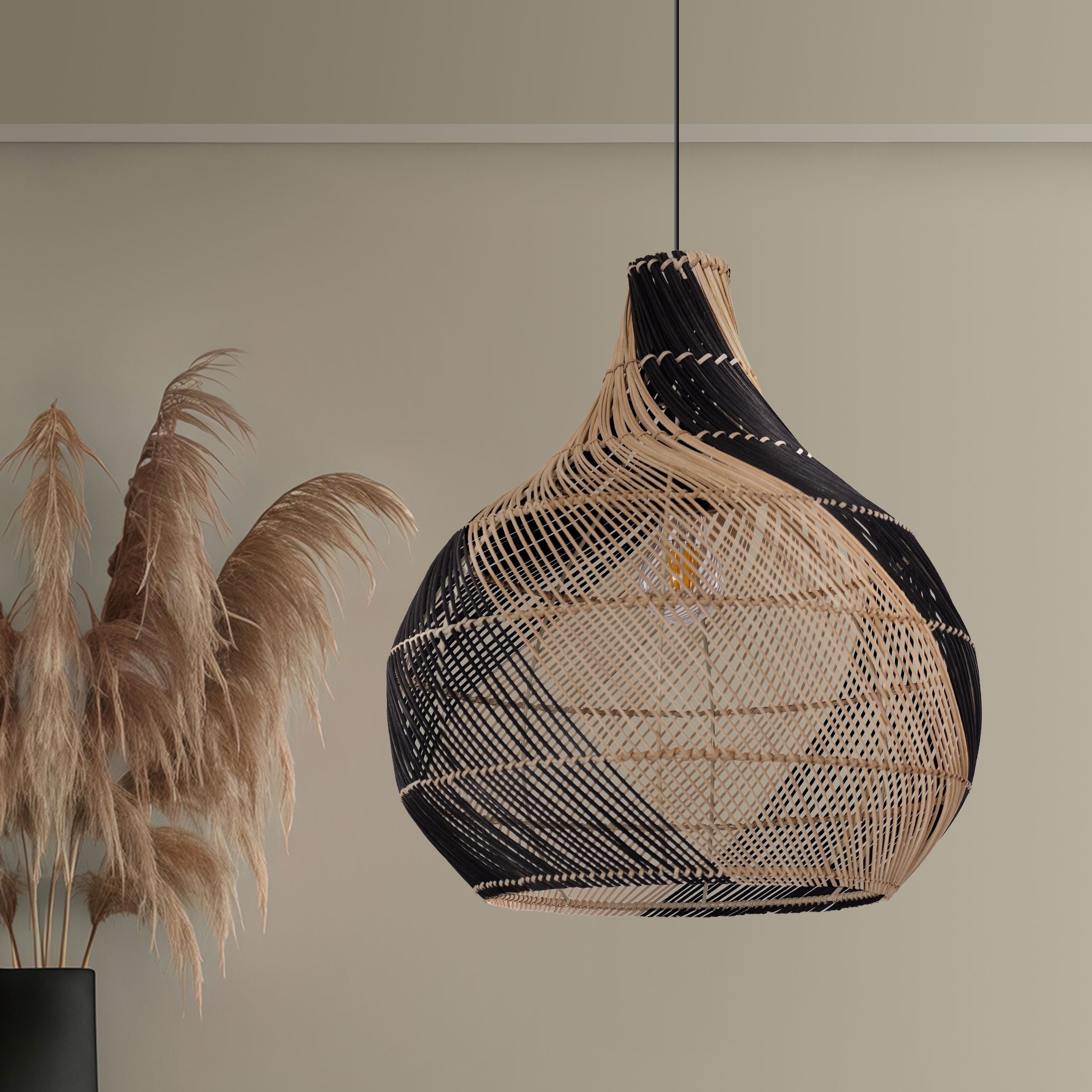 Japanese Style Vase Pendant Light - Rattan Ceiling Lamp