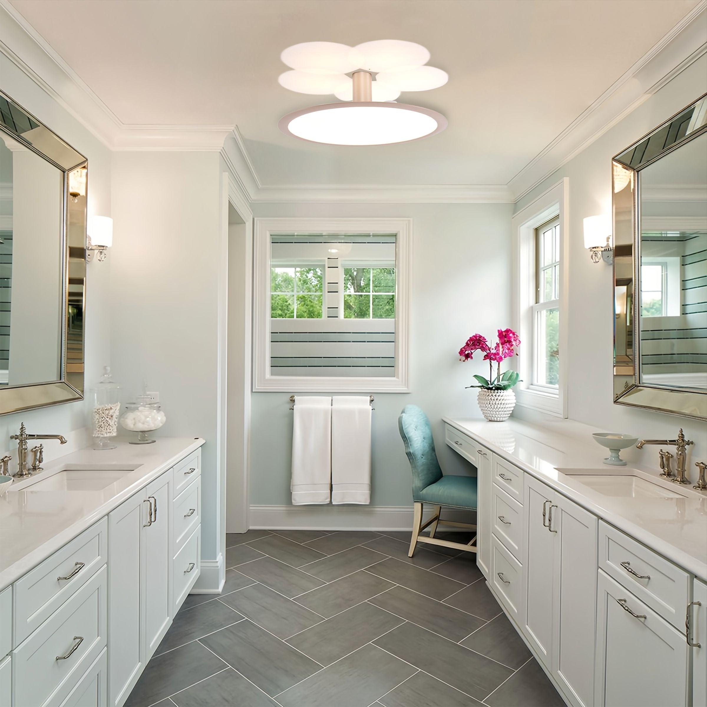 Brushed Rose Gold Aluminium Ceiling Light - Stepless Dimming Feature