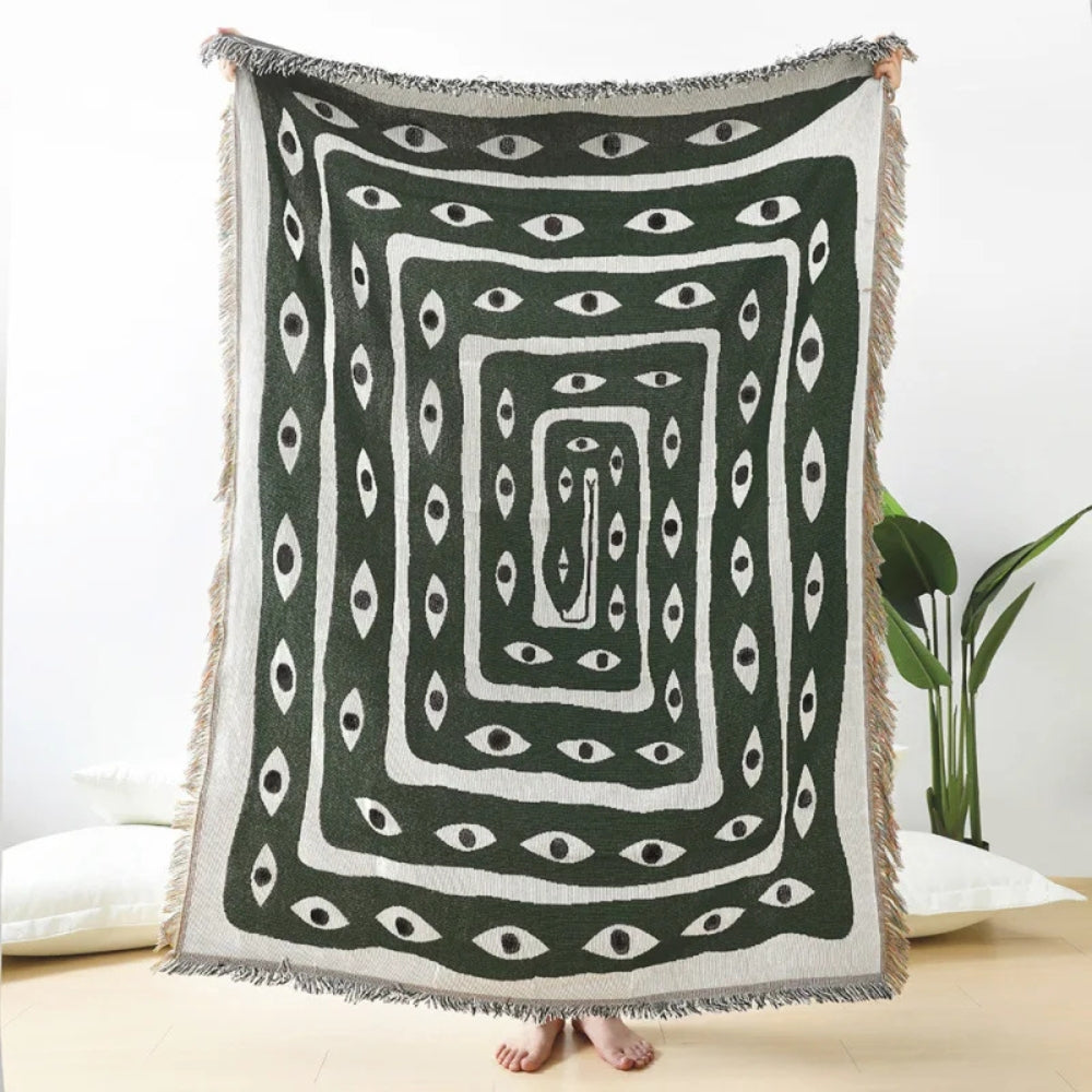 Labyrinth Snake Art Throw Blanket