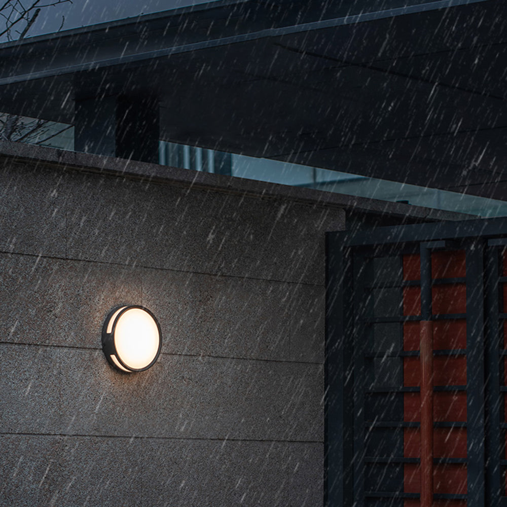Black Metal Round Wall Light – IP65 Outdoor LED Lighting