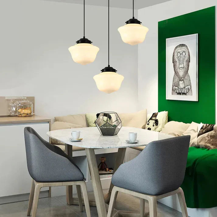 Geometric Pendant Lamp | Frosted White Glass Shade