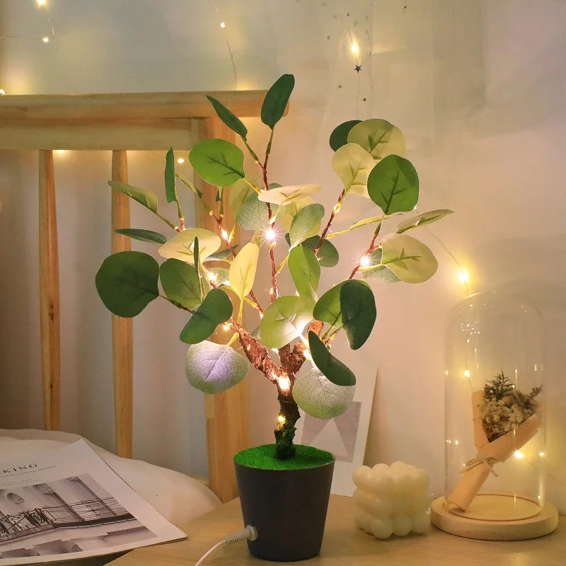 Lighted Eucalyptus Table Lamp Tree | USB Powered Christmas Lighting