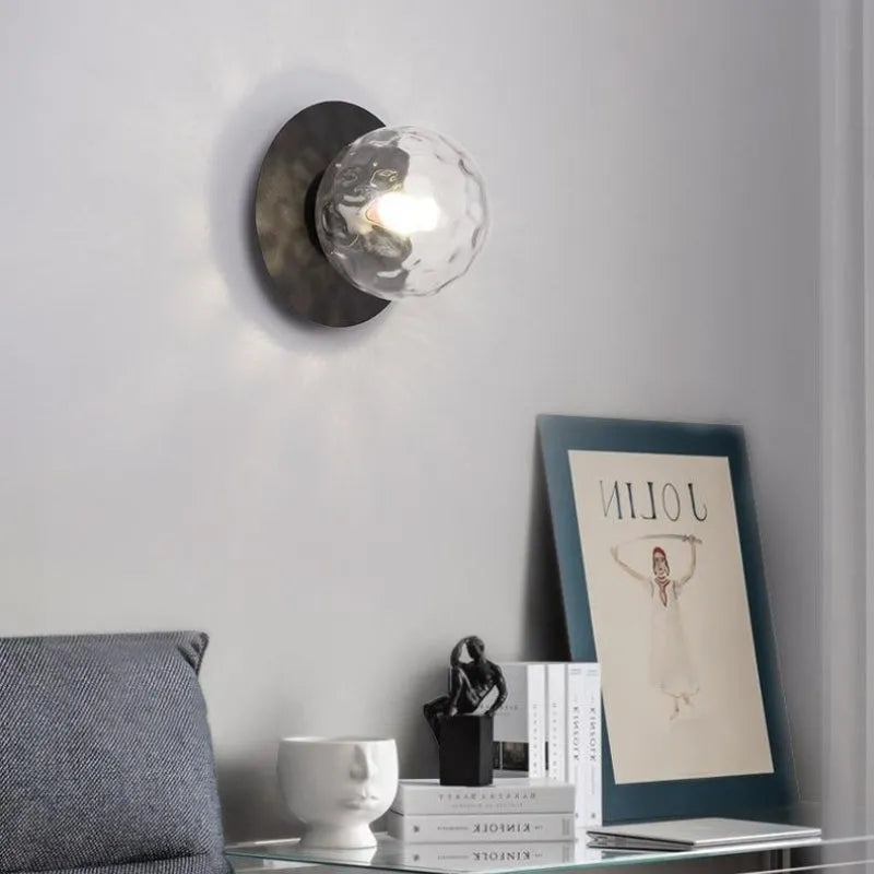 Compact Indoor Wall Lamp – Space-Saving Metal and Glass Design