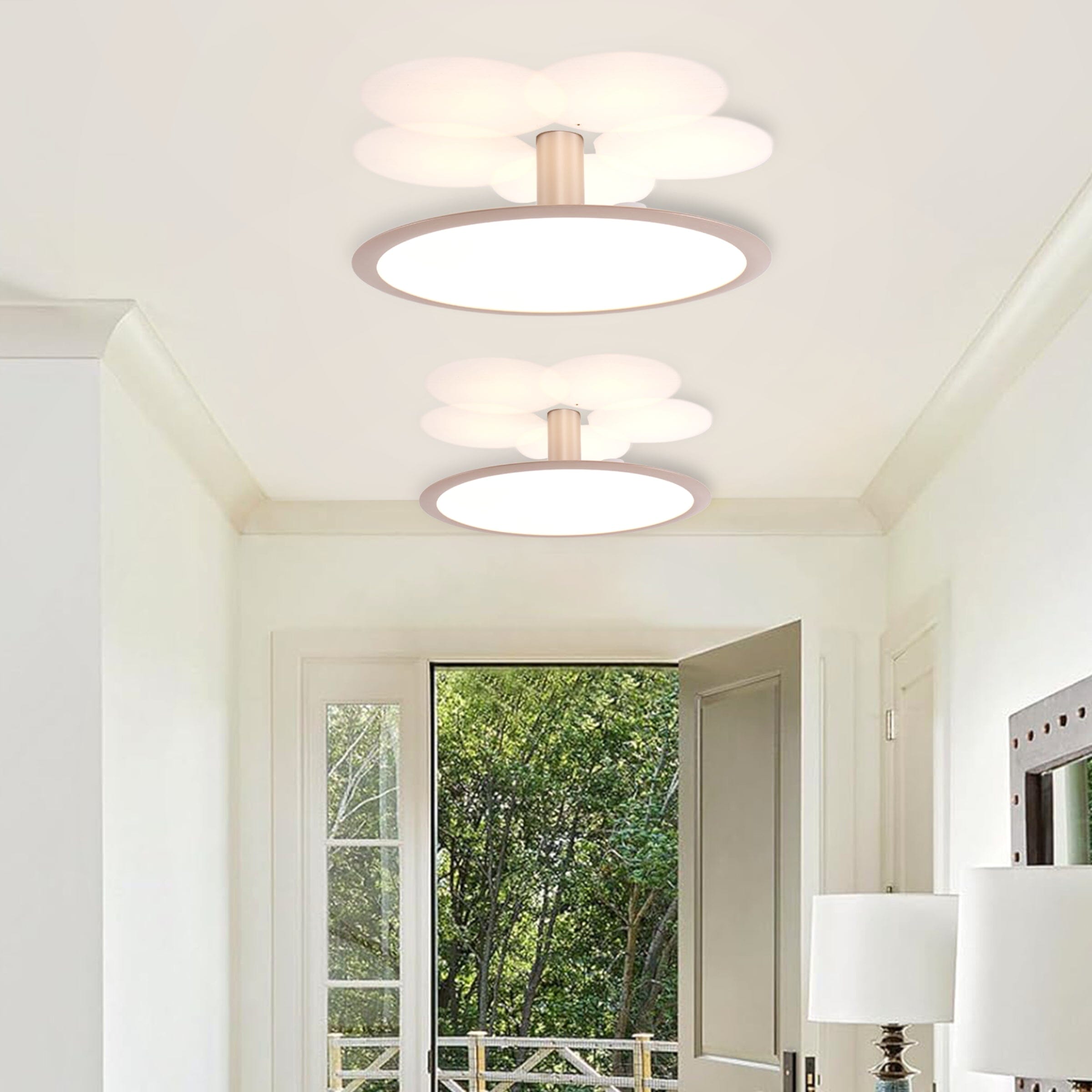 Brushed Rose Gold Aluminium Ceiling Light - Stepless Dimming Feature
