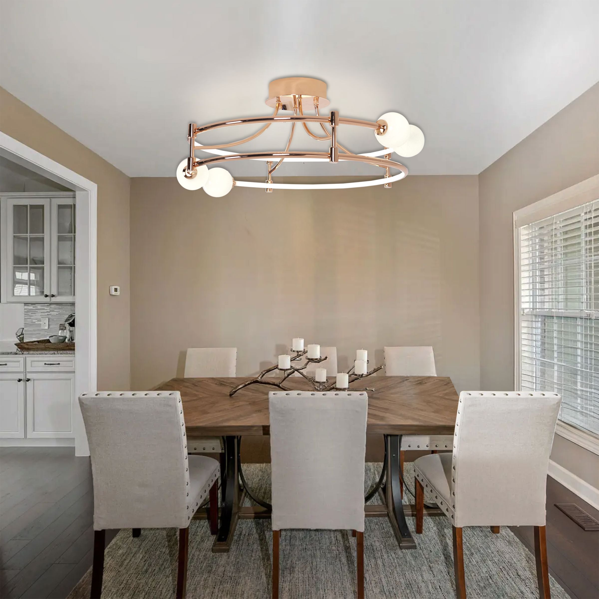 Gold LED Ceiling Light – Modern Glass Globe Design with Colour Changing