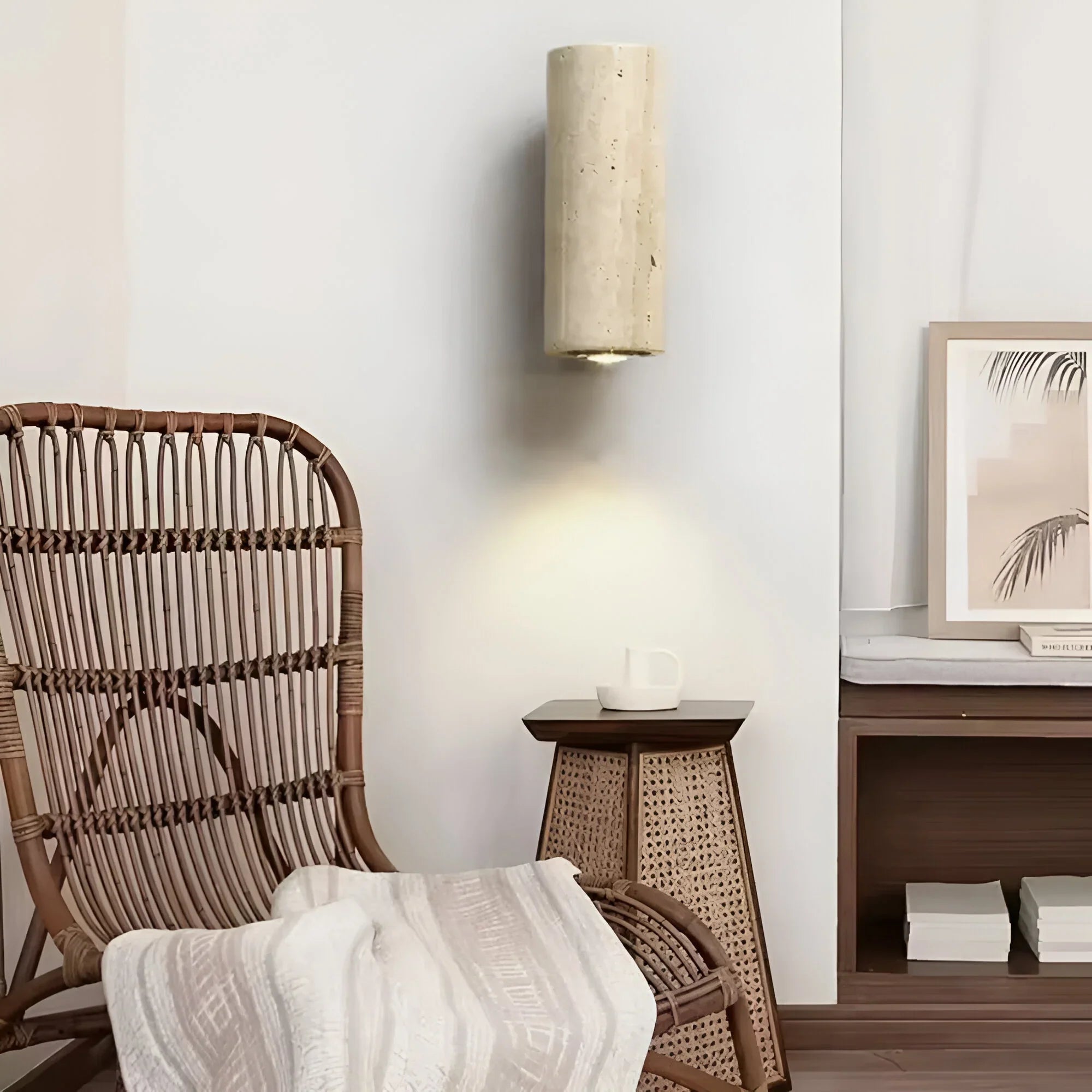 Travertine Wall Sconce – Natural Stone Light Fixture for Hallway or Bedroom