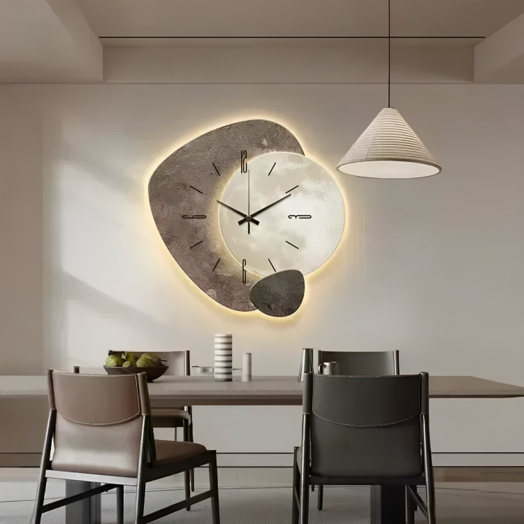Illuminated Wooden Wall Clock – Modern LED Light Feature for Home - Atelier Dubois Paris