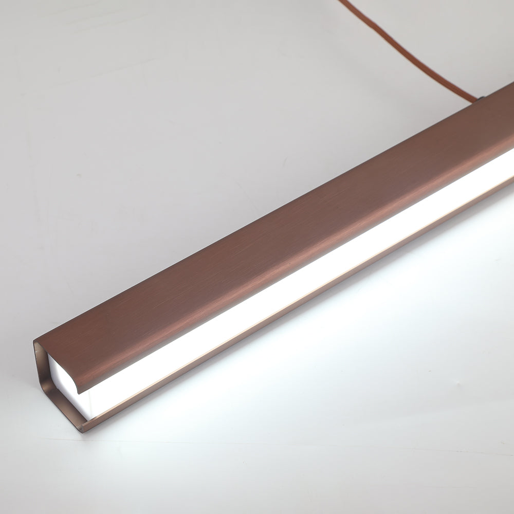 Contemporary Linear Metal Pendant Light – Black/Brown LED Ceiling Lamp