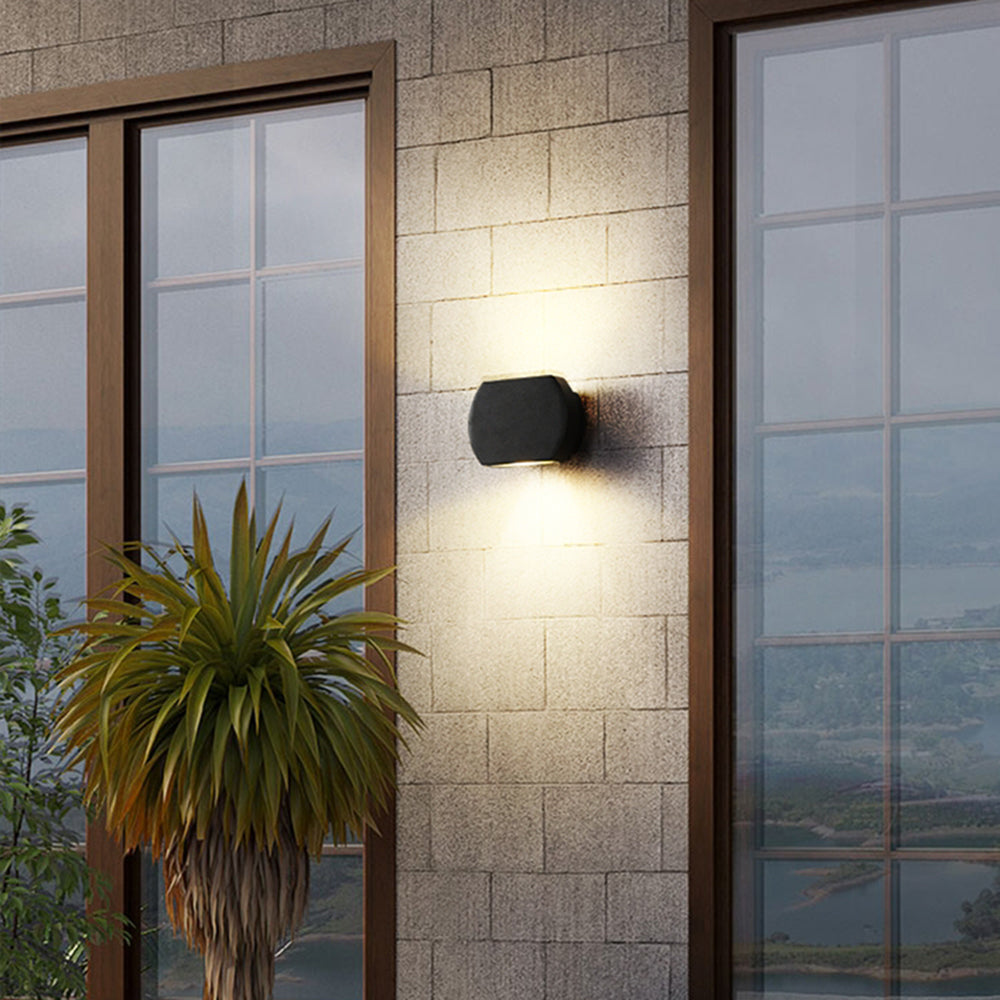 Outdoor Geometric Aluminium Wall Light – IP65 with Glass Shade
