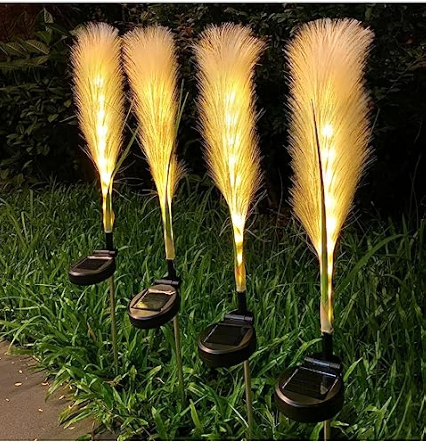 Nature-Inspired Solar Garden Lights – Set of 4 Fiber Reed Lamps