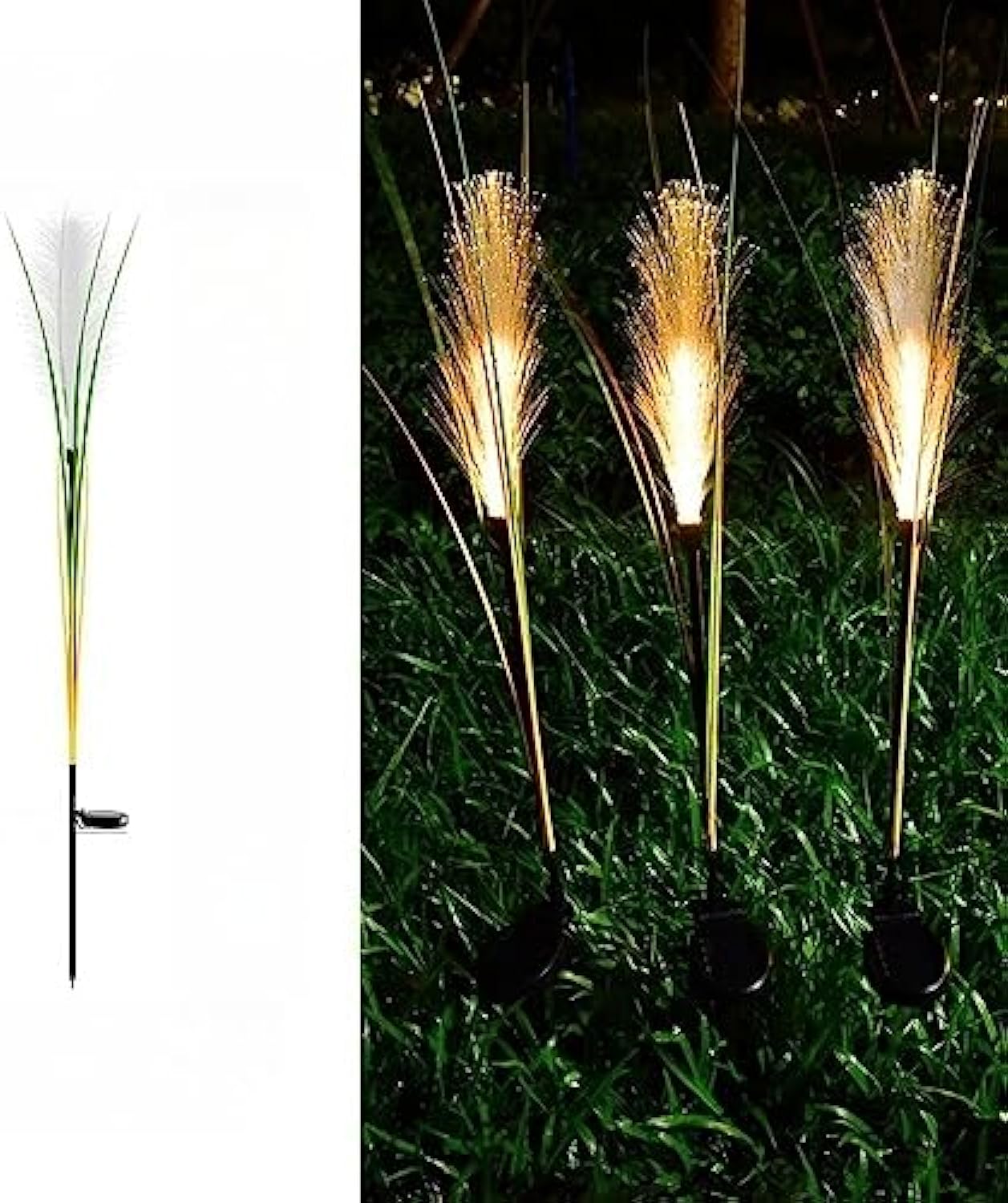 Nature-Inspired Solar Garden Lights – Set of 4 Fiber Reed Lamps