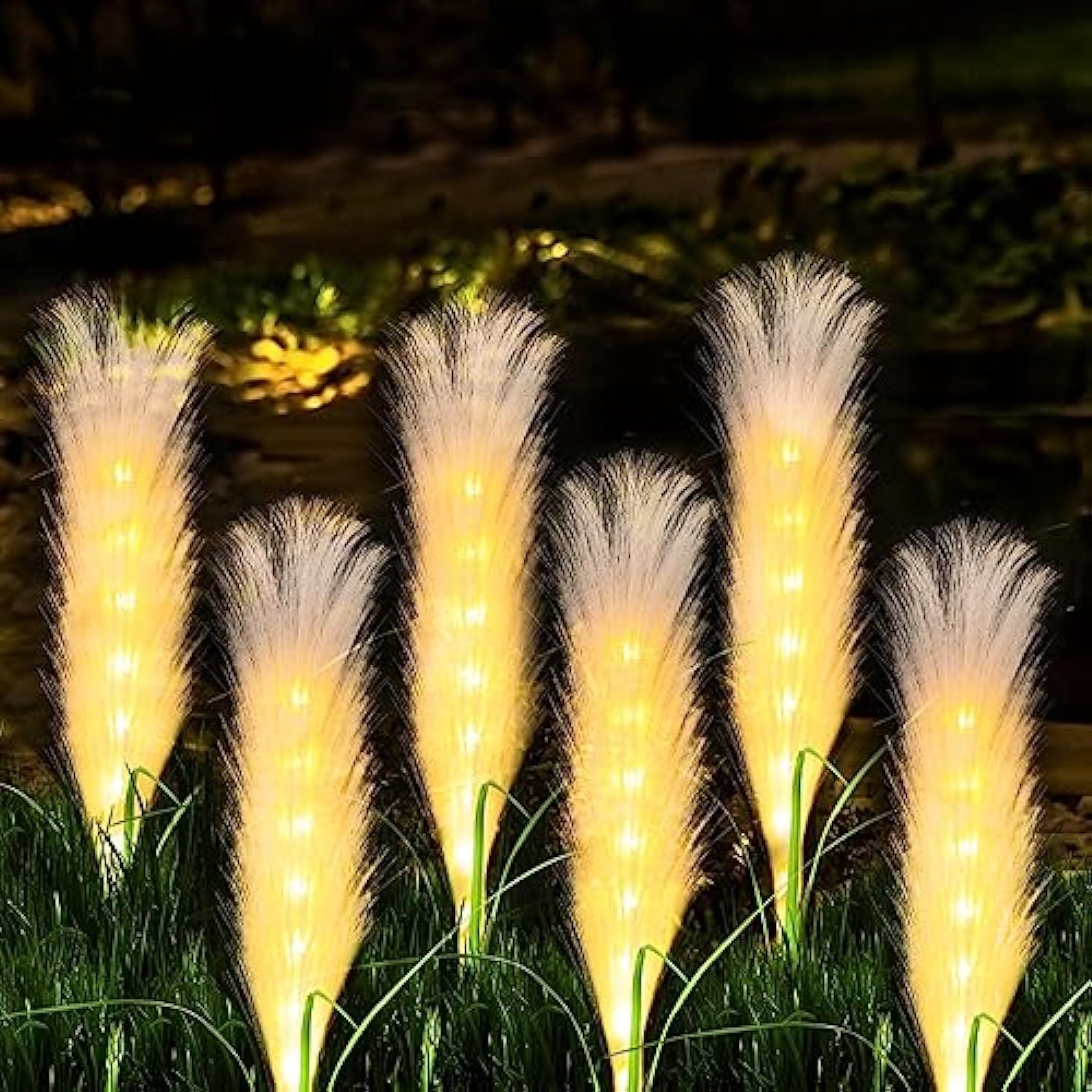 Nature-Inspired Solar Garden Lights – Set of 4 Fiber Reed Lamps