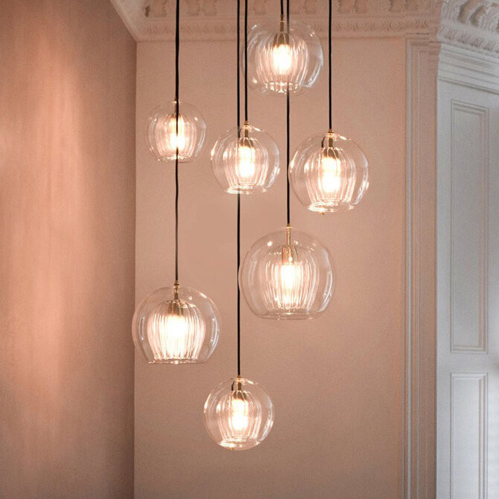 Globe Design Glass Pendant Light – Clear and Amber