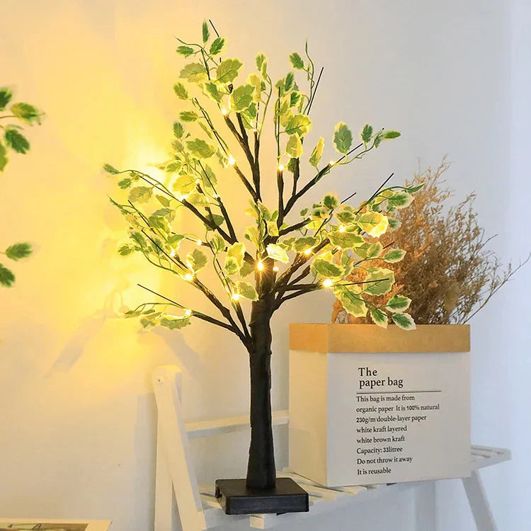 Decorative Green Leaf LED Tree Table Lamps