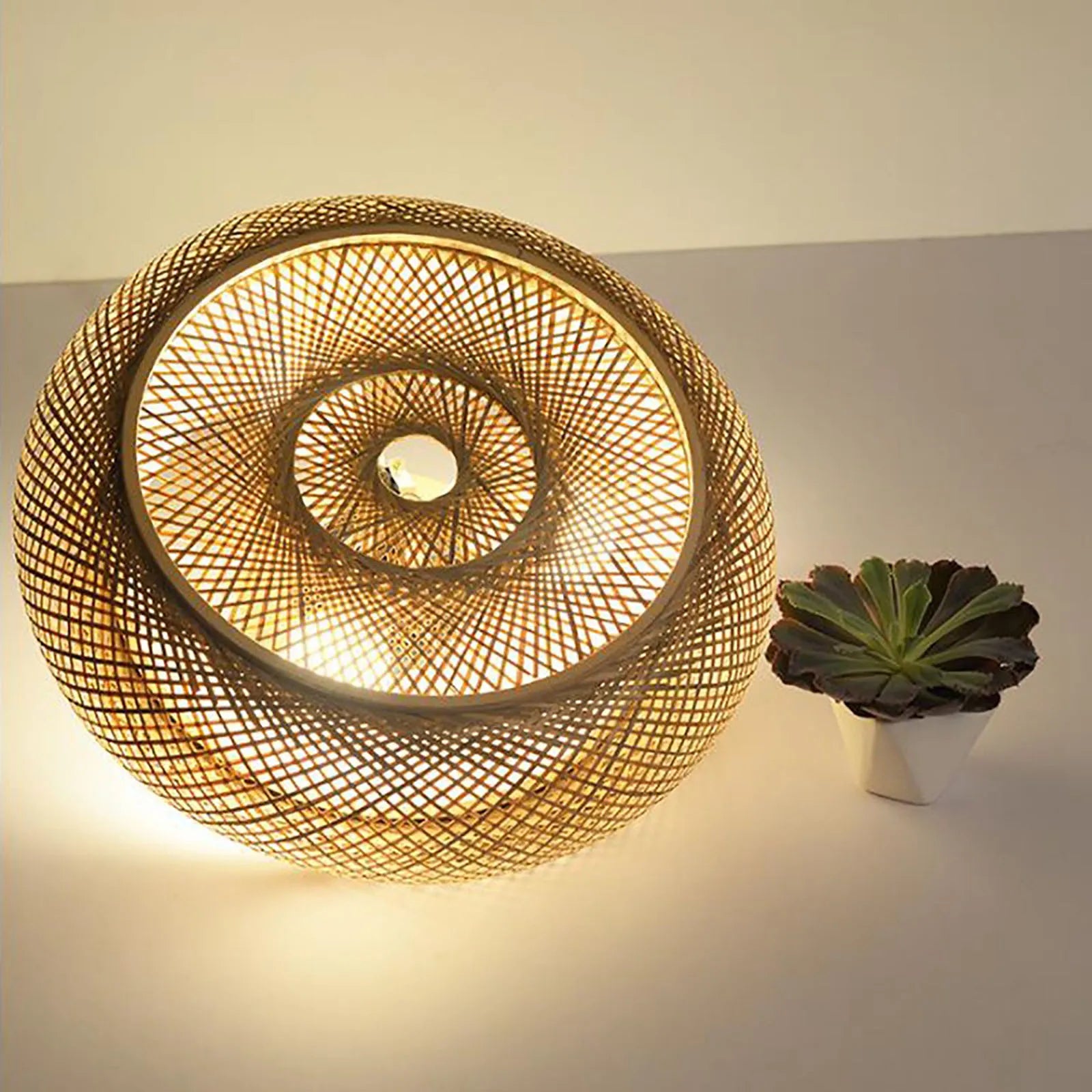 Handwoven Bamboo & Rattan Semi-Recessed Ceiling Light | Coastal Style Pendant Light