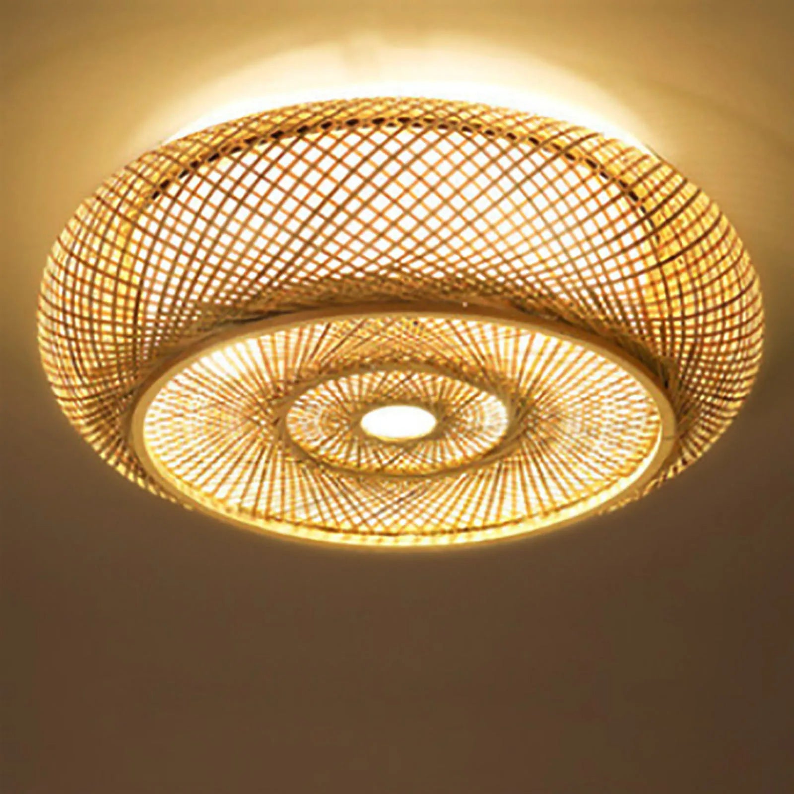 Handwoven Bamboo & Rattan Semi-Recessed Ceiling Light | Coastal Style Pendant Light