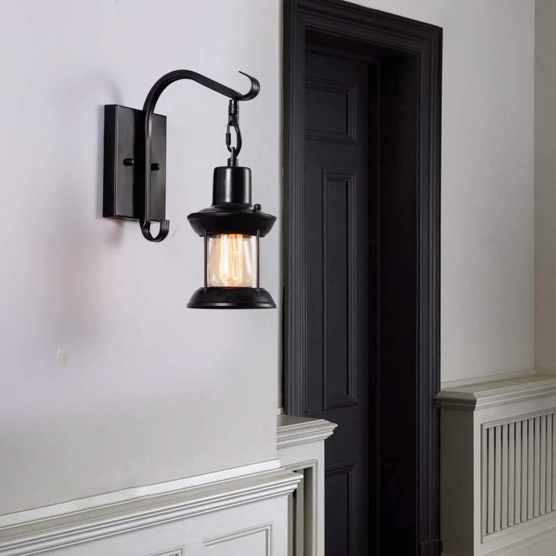 Industrial Plug-In Wall Light – Vintage Sconce with Clear Glass Shade