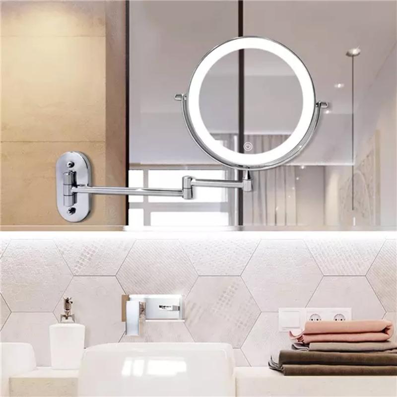 Rechargeable LED Magnifying Mirror in Chrome Silver – Perfect for Makeup & Bathroom - Atelier Dubois Paris