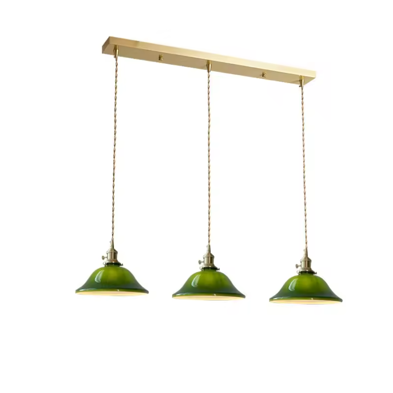 Dome Bell Pendant Lamp – Rustic Green Glass Shade