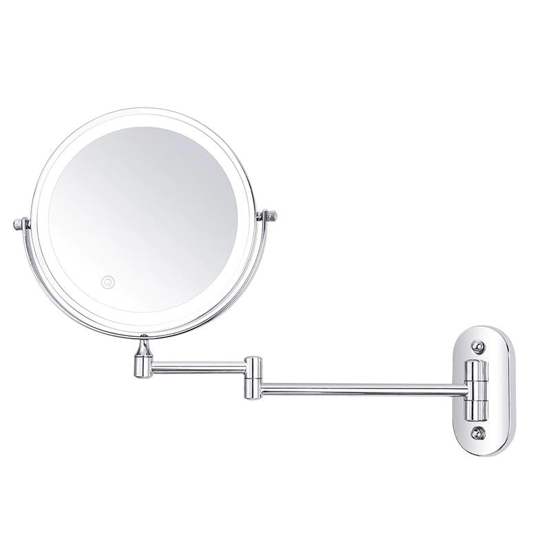 Rechargeable LED Magnifying Mirror in Chrome Silver – Perfect for Makeup & Bathroom - Atelier Dubois Paris