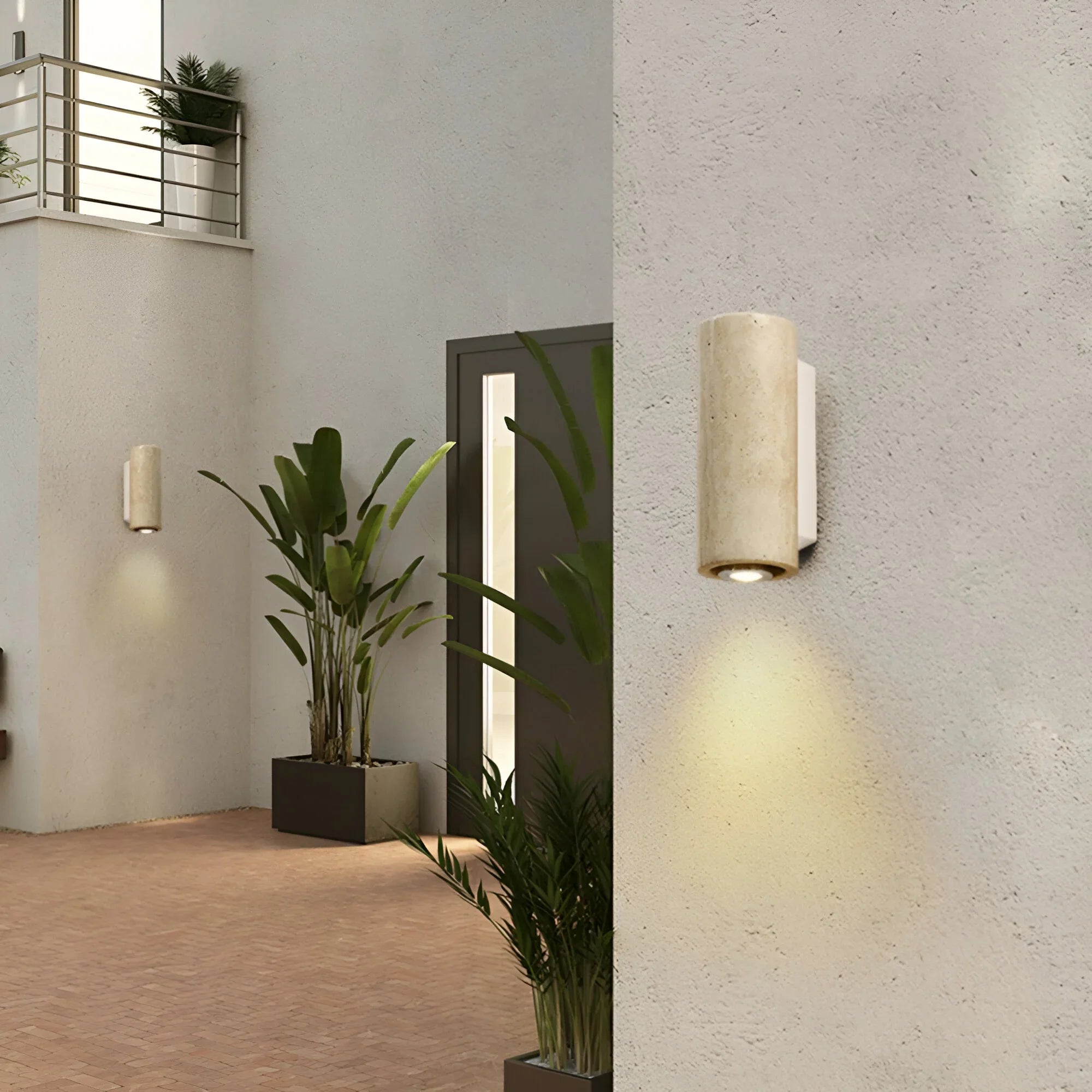 Travertine Wall Sconce – Natural Stone Light Fixture for Hallway or Bedroom