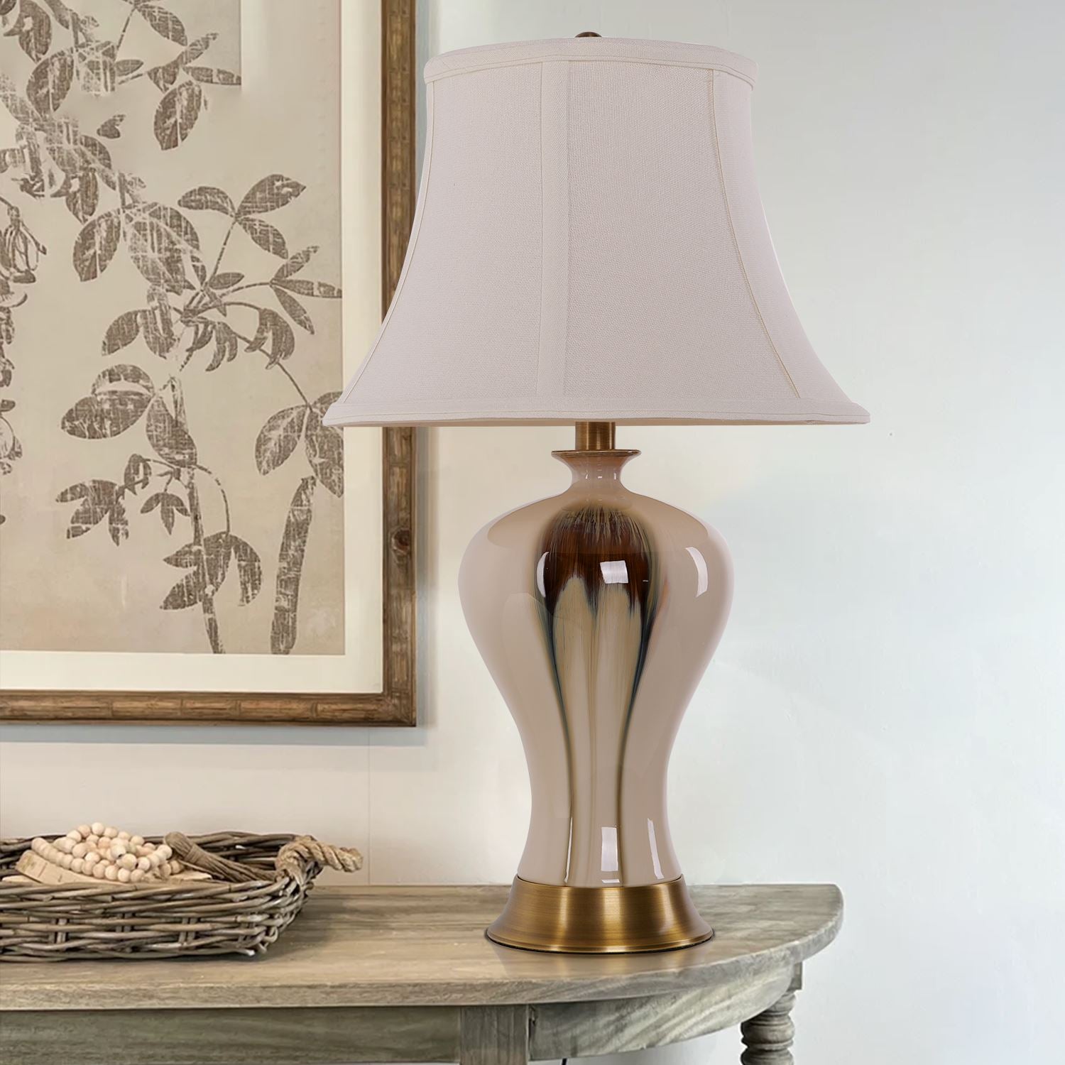 Glazed Ceramic Vase Desk Lamp – Black and Gold Gradient Finish