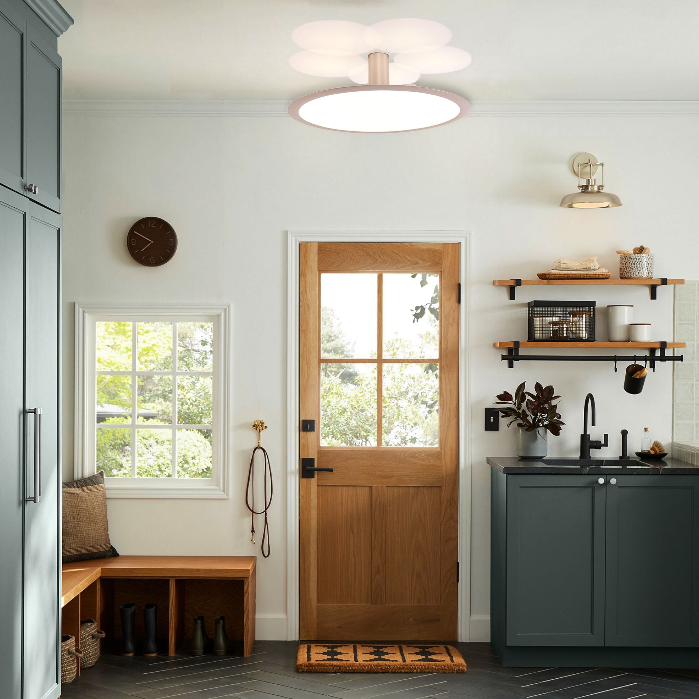 Brushed Rose Gold Aluminium Ceiling Light - Stepless Dimming Feature