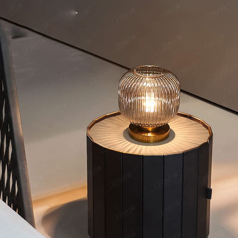 Classic Glass Table Lamp – Stylish Glow with Gold Accent
