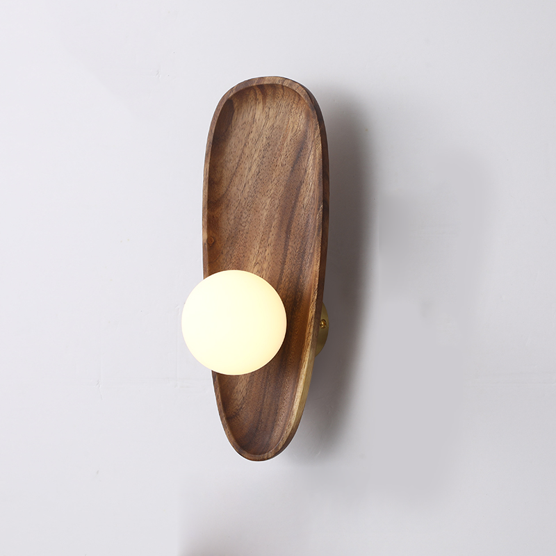Wall Sconce in Solid Wood Base | Wall Mounted Lamp